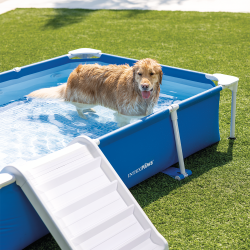 Каркасный бассейн для собак фильтр-насос, скиммер, пандус 229х152х46см 1шт/упак 48404	 - фото 4